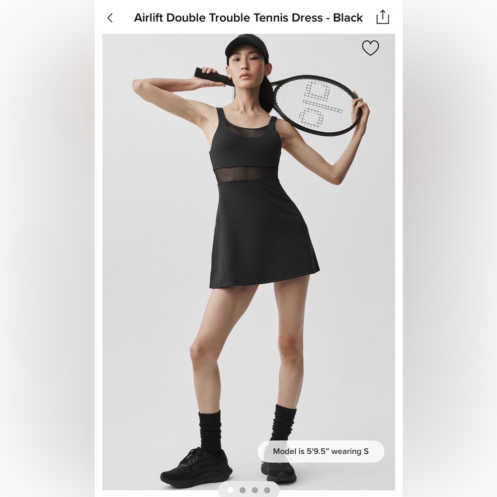 ALO Yoga Black Double Trouble Tennis Dress with Mesh Details